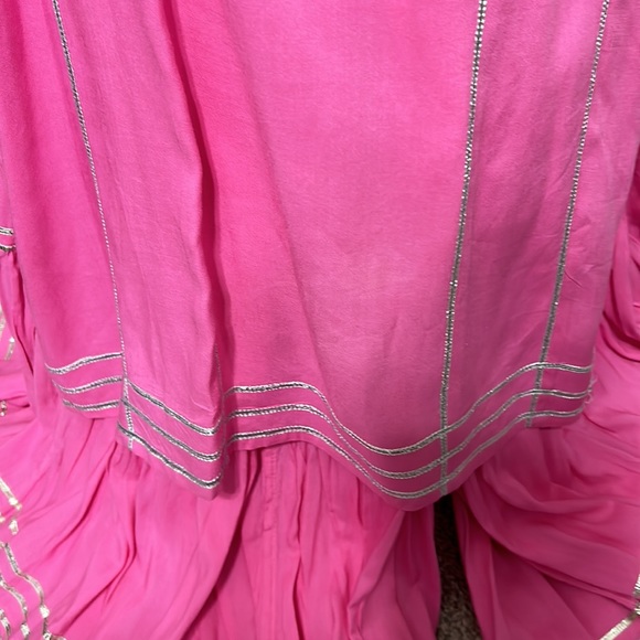 Shalwar kameez Kurta  sharara  pants Pink size L. Silver gotta on rayon cotton. - Picture 6 of 17